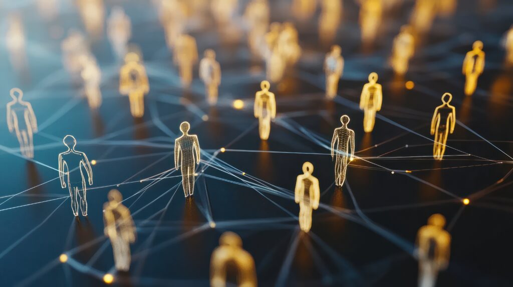 professional social network concept connected human figures representing business relationships and networking