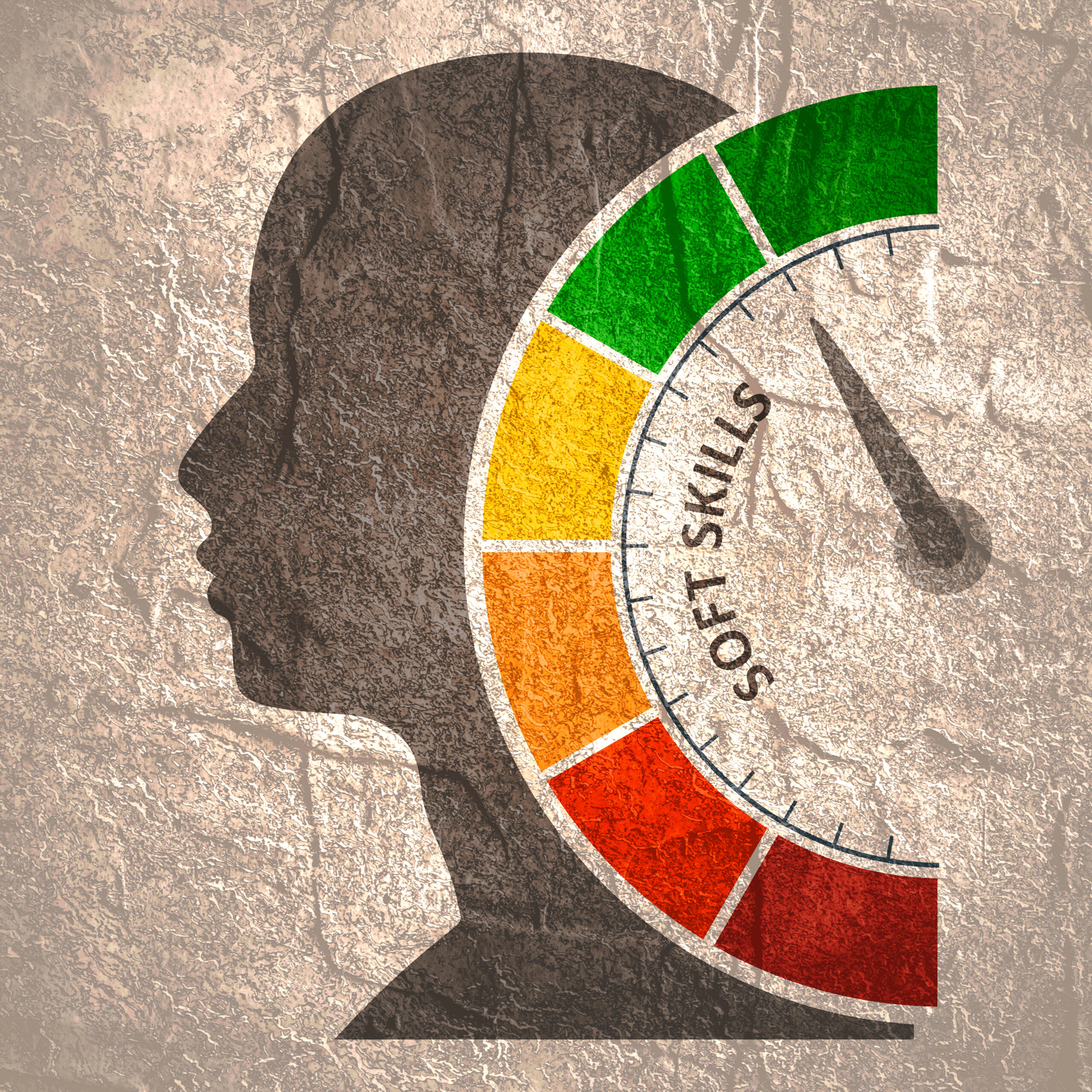 Soft skills level meter. Economy and social concept