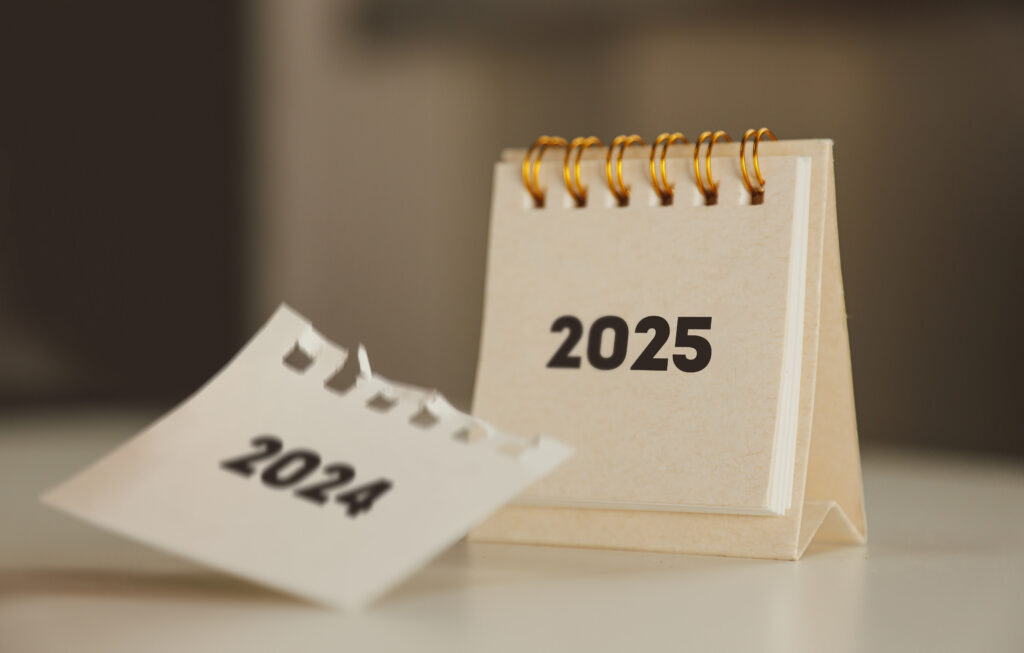 2025 Small empty calendar on office table