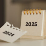 2025 Small empty calendar on office table